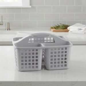 Alternative view of portable 3-compartment plastic organizer caddy